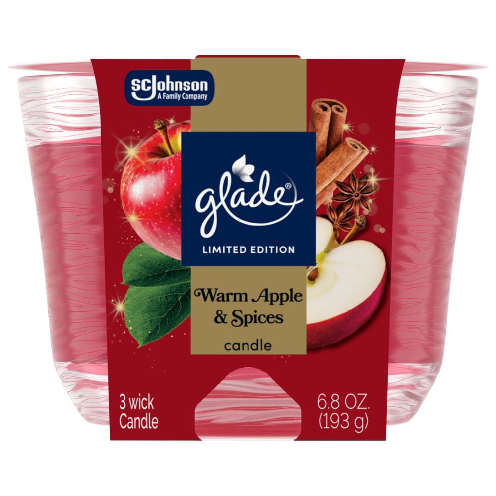 Glade Apple Vela Aromática de 3 Mechas, 6.8 oz