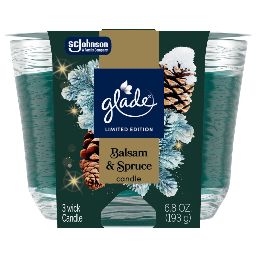 Glade Balsam and Spruce Vela Aromática de 3 Mechas, 6.8 oz