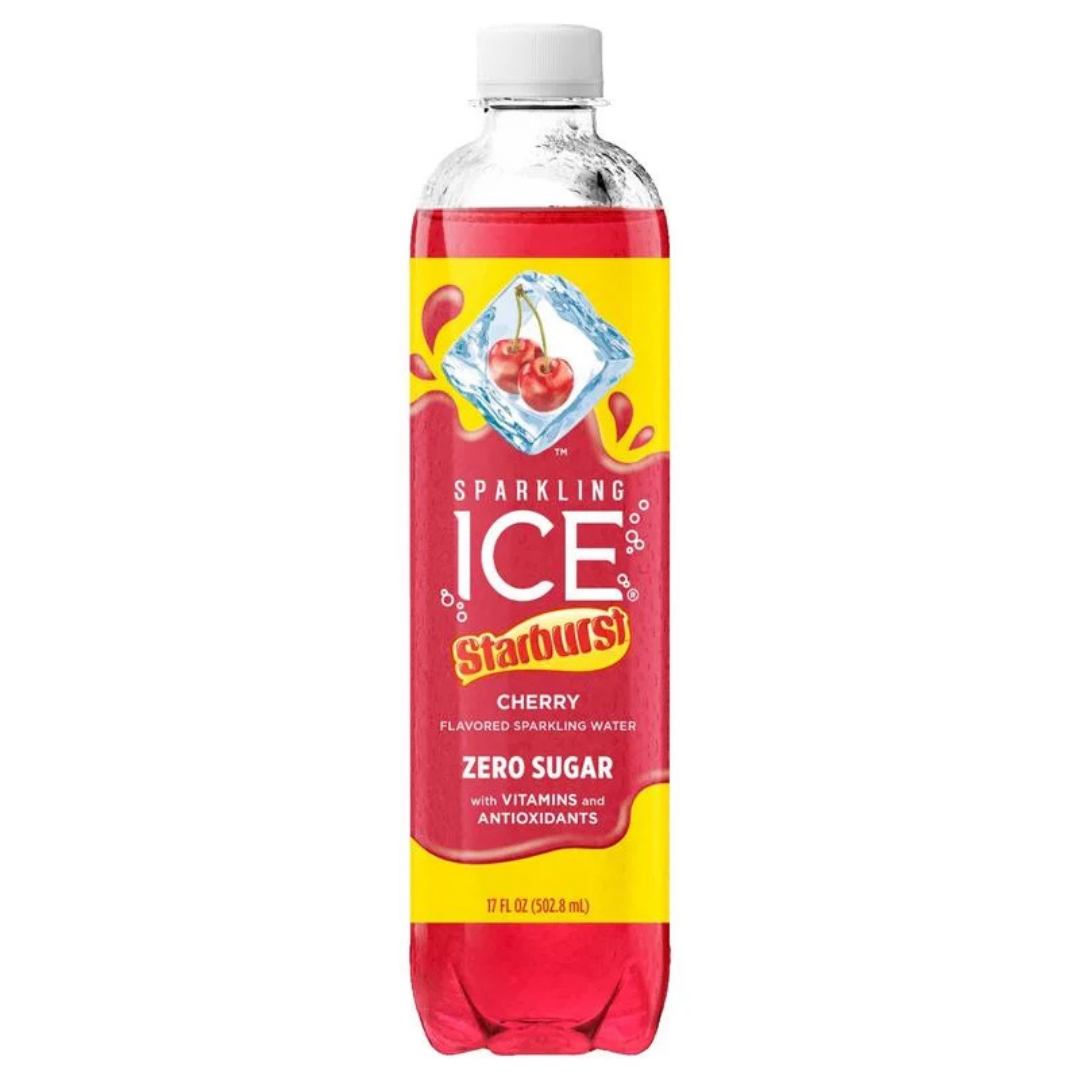 Sparkling Ice Starburst Cherry Flavored Sparkling Water 17oz cereza sin calorías