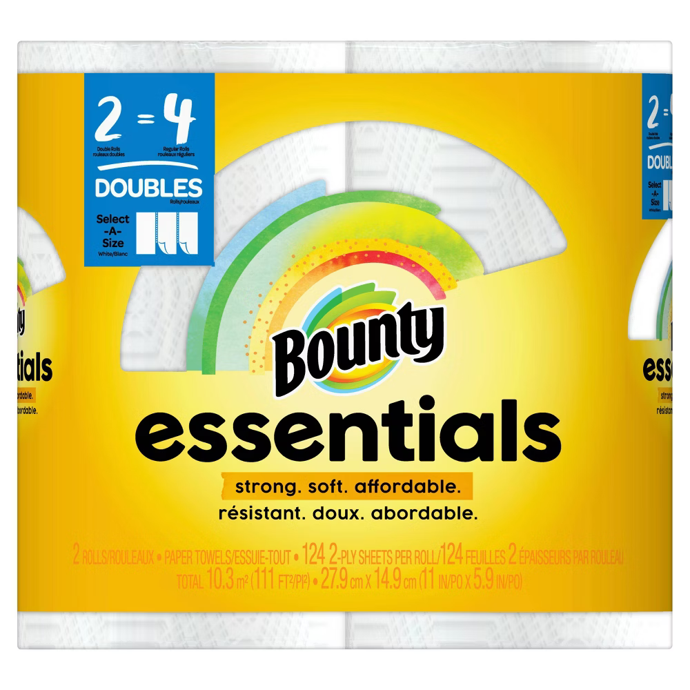 Bounty Essentials Select A Size Paper Towels 2 Double Rolls