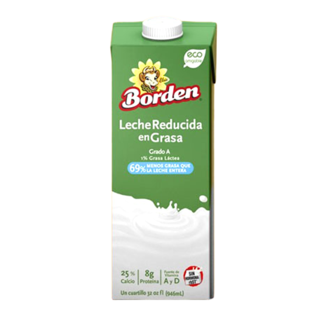 Borden Reduced Fat Milk 1% leche reducida en grasa 32oz