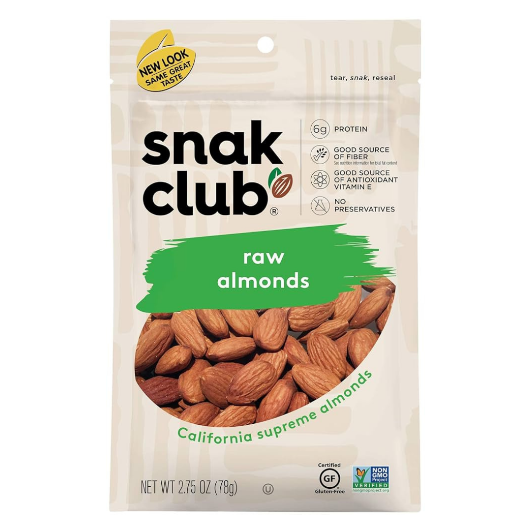 Snack Club Raw Almonds Heart Healthy Snack 2.75oz almendras naturales