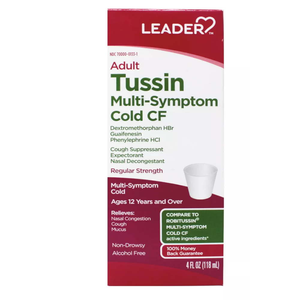 Leader Adult Tussin Multi-Symptom Cold CF Regular Strength (4 oz)