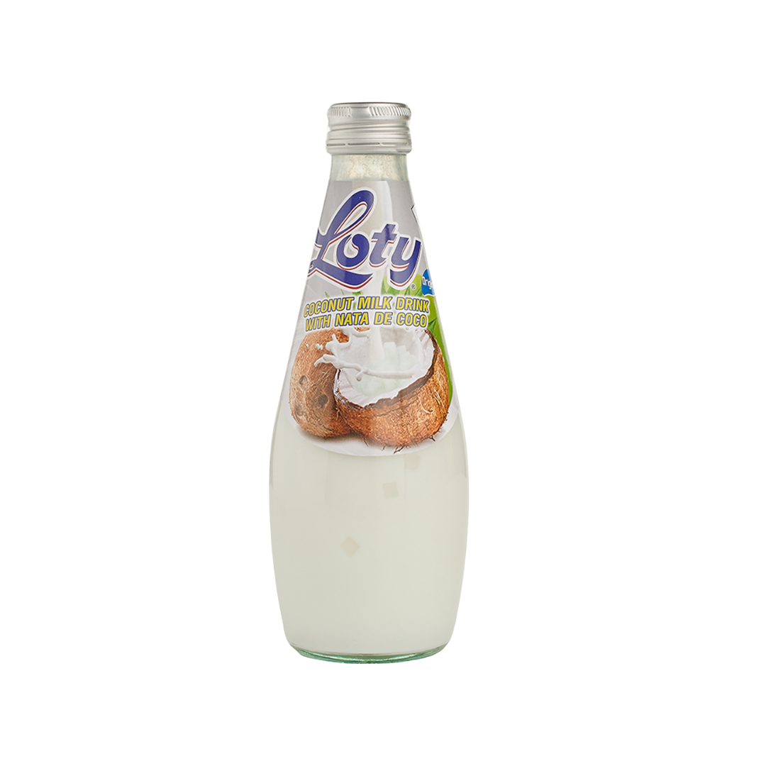 Loty Coconut Milk Drink Original con Nata de Coco botella de vidrio