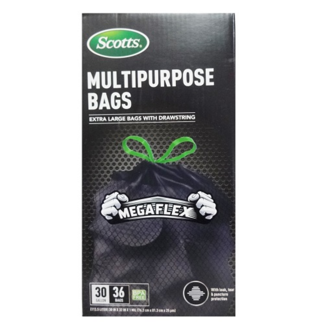 Scotts Flex Drawstring Trash Bags 30 Gallon Black 36 Count bolsas resistentes