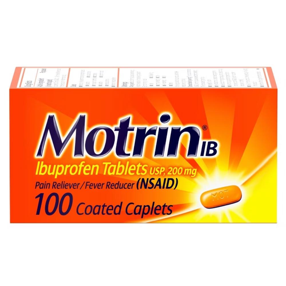 Motrin IB Ibuprofen Tablets 200mg (100 Coated Caplets)