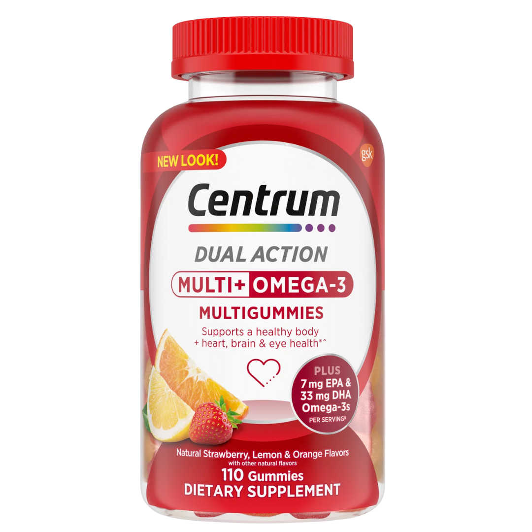 Centrum Dual Action Multi + Omega-3 gomitas multivitamínicas 110 unidades