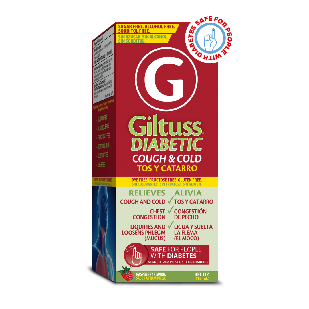 Giltuss Diabetic Cough & Cold Syrup jarabe sin azúcar para la tos diabéticos 4oz