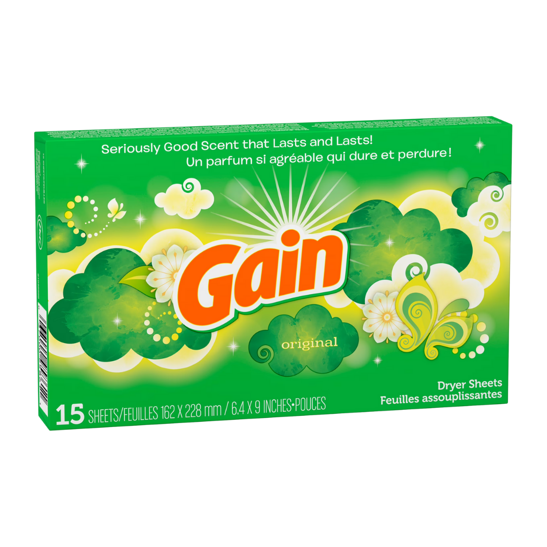 Hojas para secadora Gain Original suavizante de telas 15 unidades.