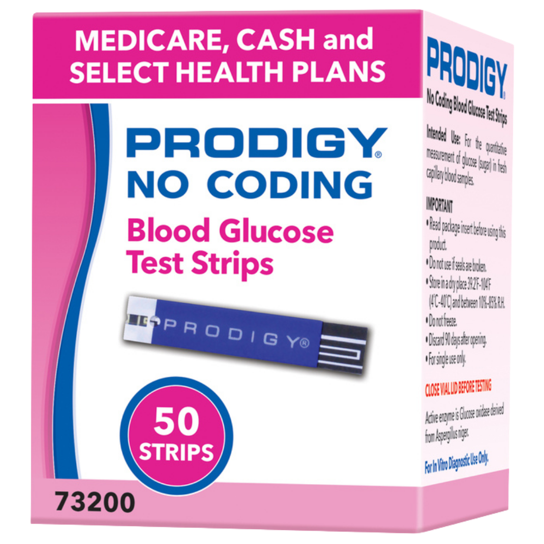Prodigy No Coding Blood Glucose Test Strips tirillas de glucosa diabetes 50 unidades