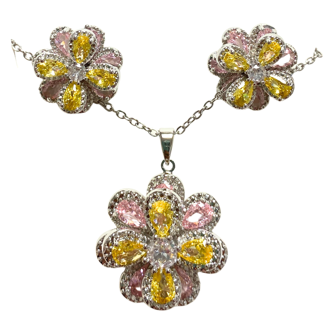 Floral & Gemstone Necklace and Earrings Set – Multiple Styles