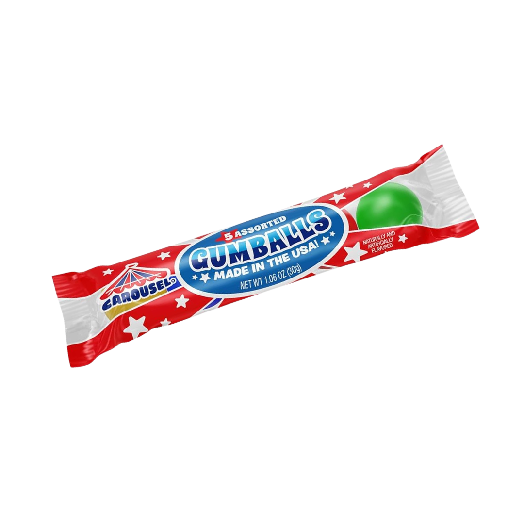 Carousel Gumball Tube Assorted 5 Count chicle surtido