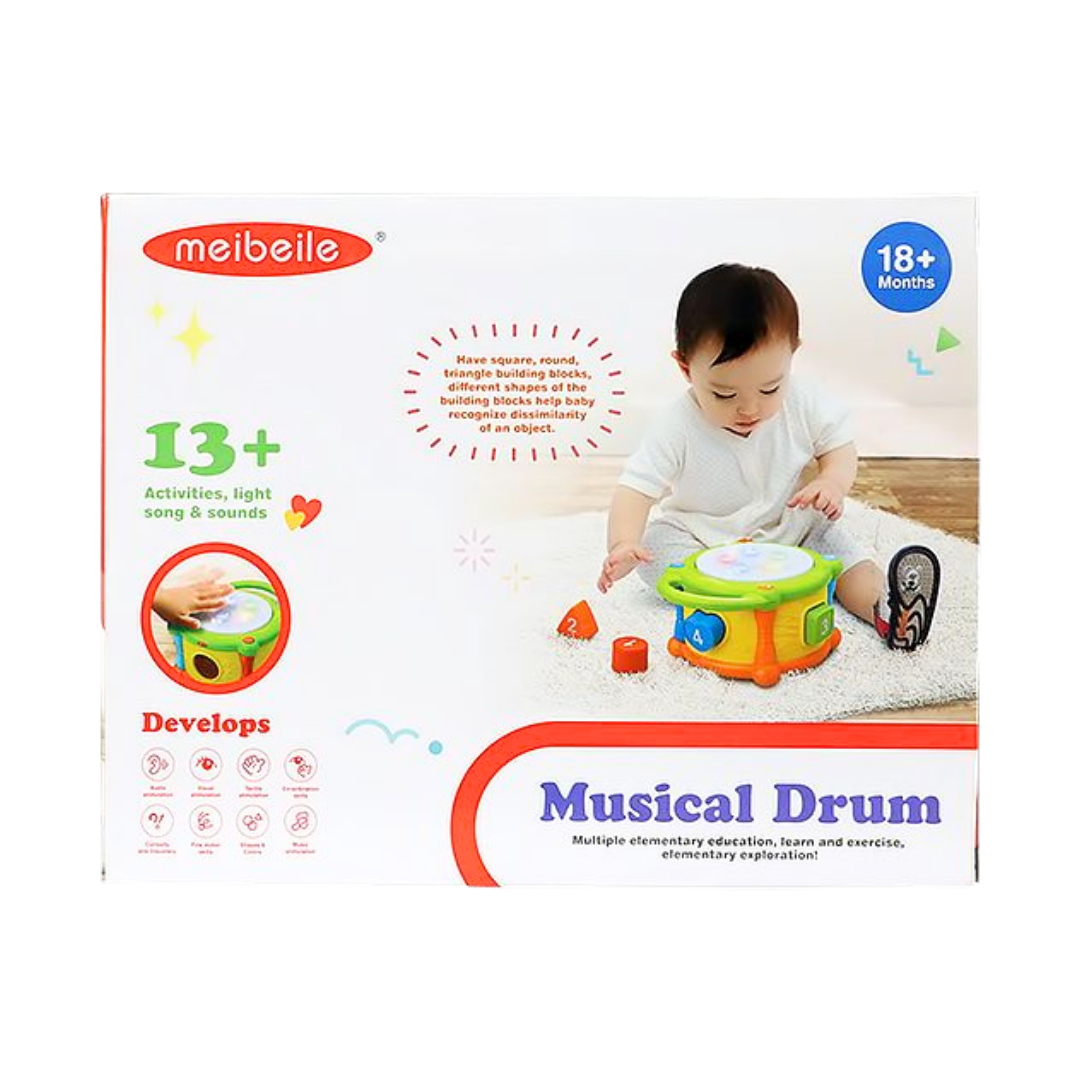 Meibeile Musical Drum tambor musical juguete bebé clasificador formas