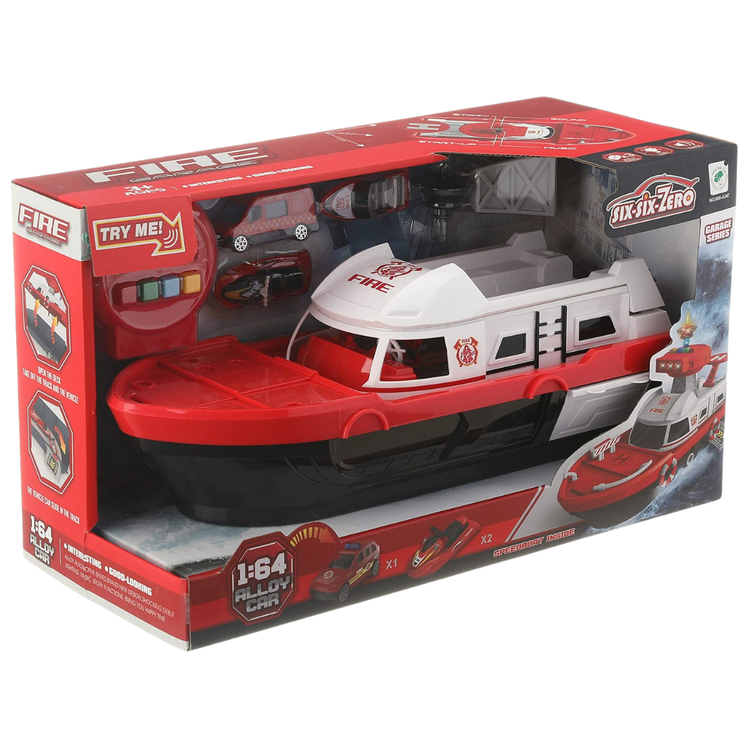 Six-Six-Zero Fire Rescue Boat Playset set lancha de bomberos juguete
