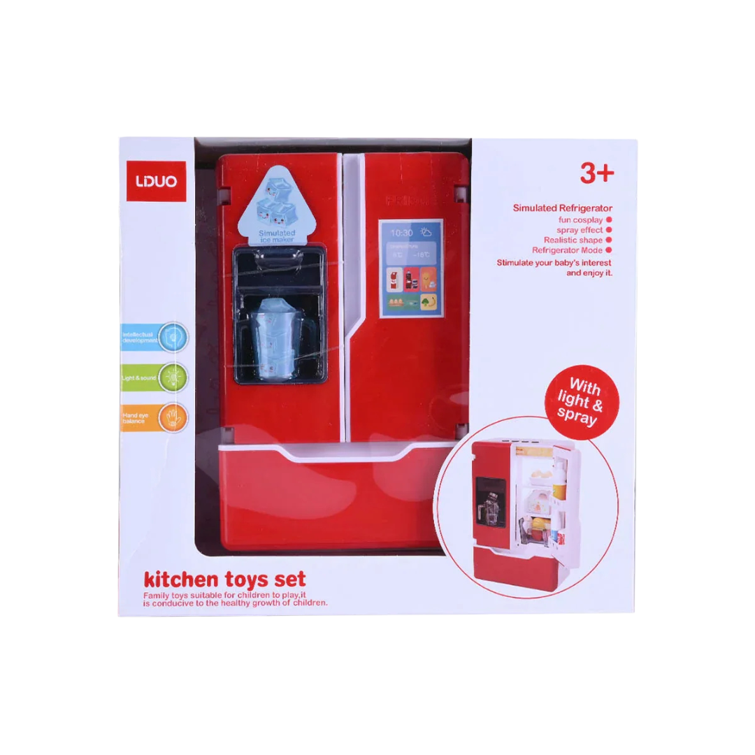 LDUO Kitchen Toy Set refrigerador de juguete con luces y spray