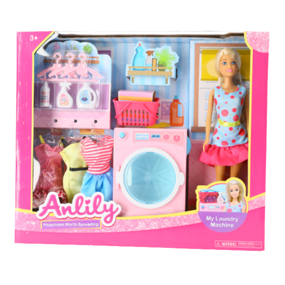 Anlily My Laundry Machine set de muñeca con lavadora y accesorios
