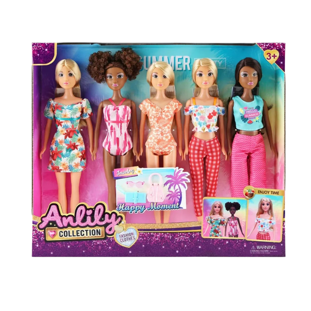 Anlily Happy Moment set de 4 muñecas con ropa veraniega