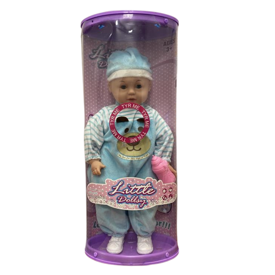 Little Dollsy Baby Doll muñeca bebé morada cara brilla oscuridad