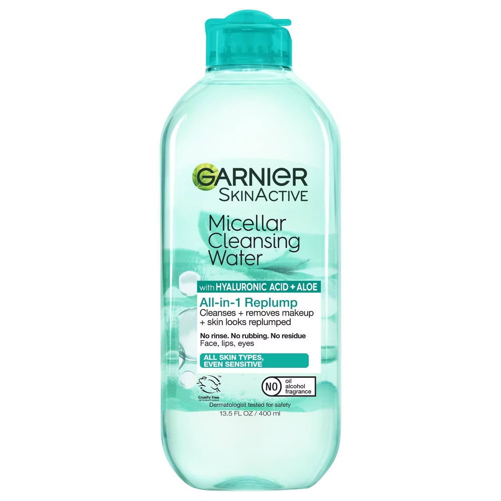 Garnier SkinActive Replumping Micellar Cleansing Water with Hyaluronic Acid + Aloe (13.5 oz)