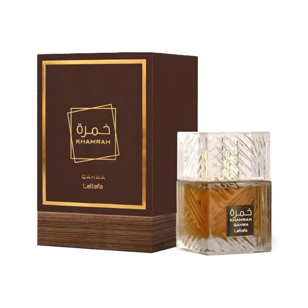 Perfume Lattafa Khamrah Qahwa Eau de Parfum unisex 100ml frasco de lujo.
