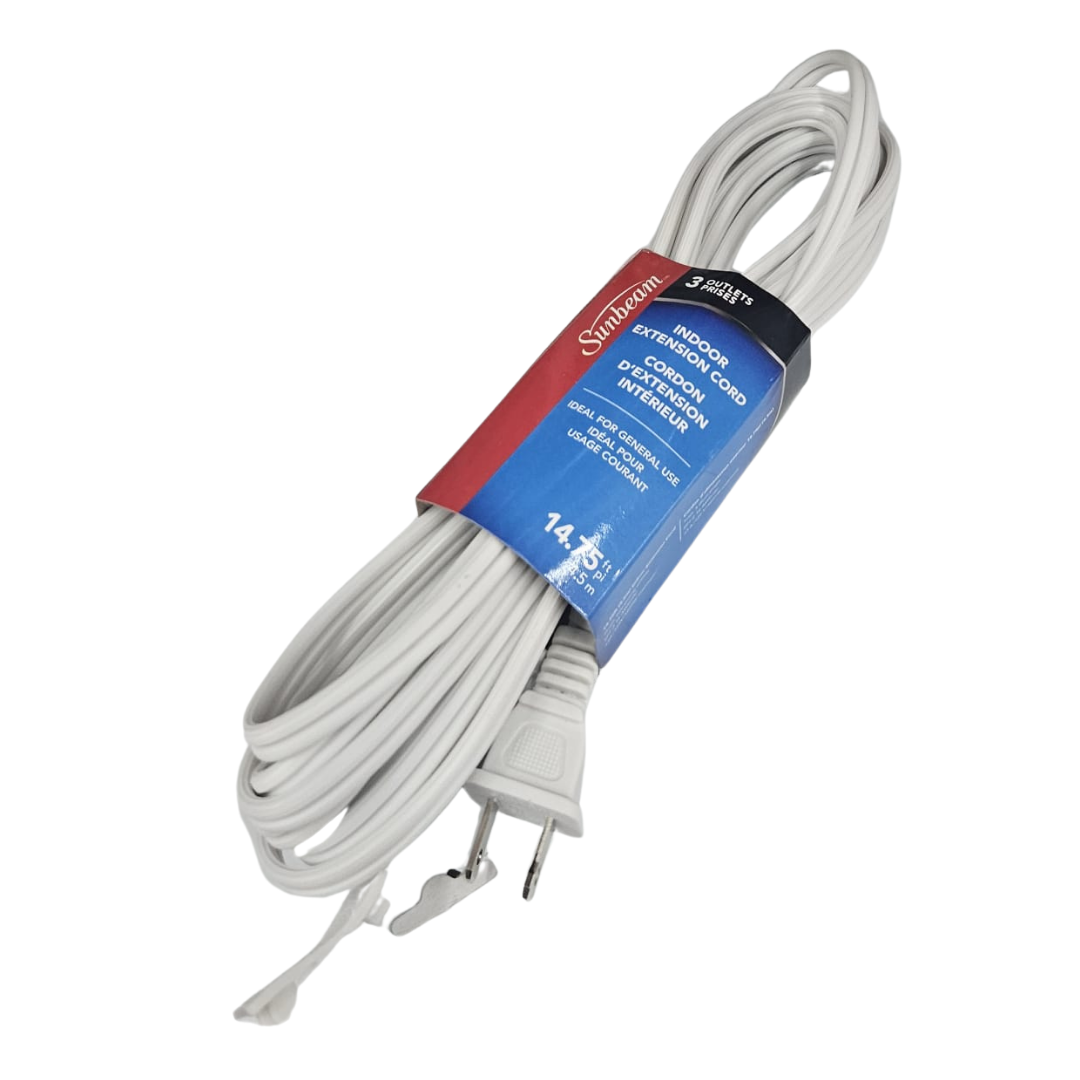 Sunbeam Extension Cord 14.75ft extension electrica larga blanca