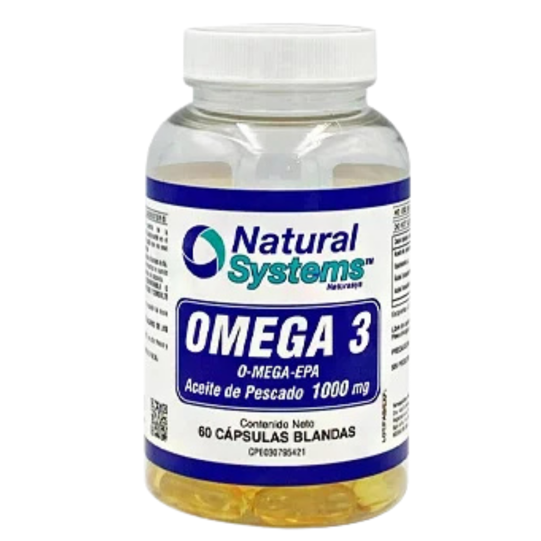 Cápsulas de Omega 3 Natural Systems 1000mg aceite de pescado 60 unidades