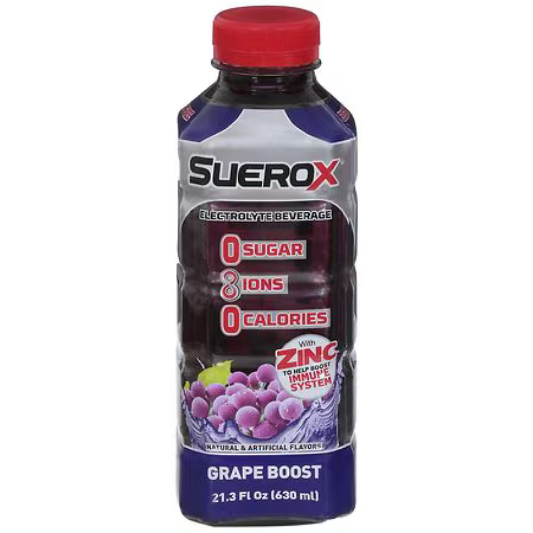 Suerox Grape 21.3oz bebida hidratante electrolitos sin azúcar