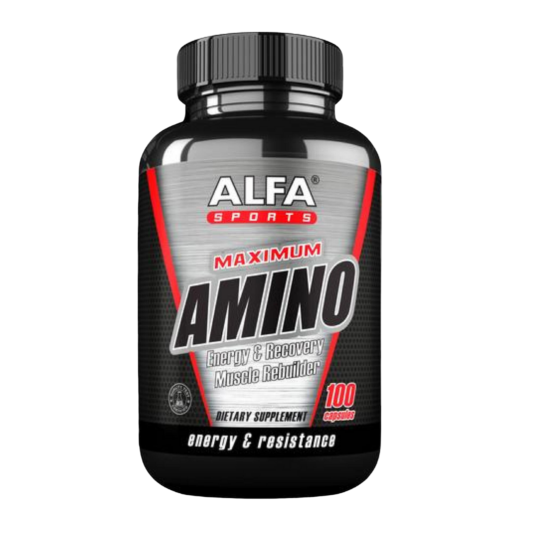 Suplemento Alfa Sports Maximum Amino recuperación muscular 100 cápsulas
