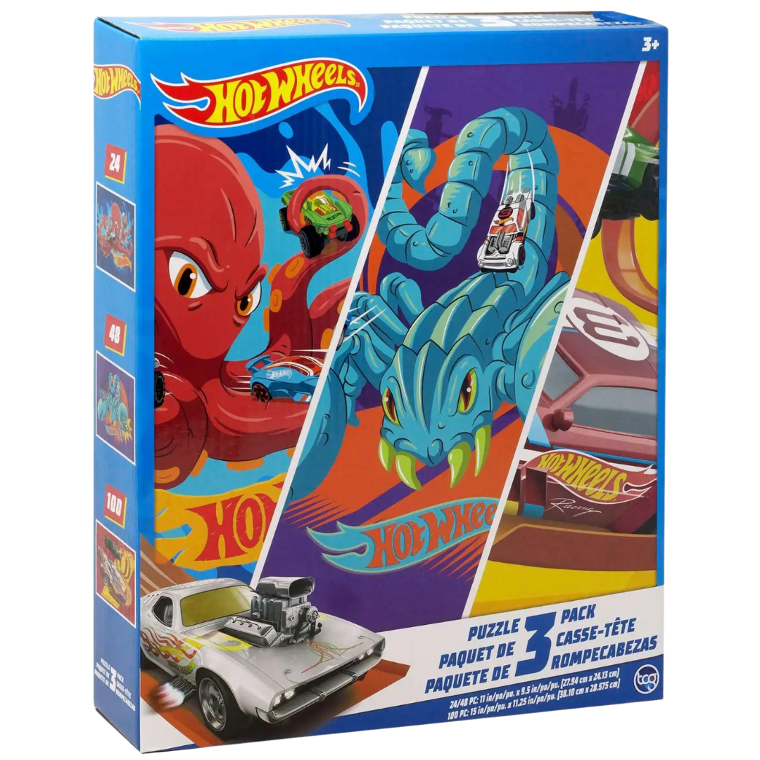 Hot Wheels set de rompecabezas de 3 piezas con autos