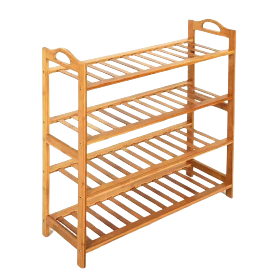 Organizador de zapatos de bambú natural con 4 niveles de almacenamiento