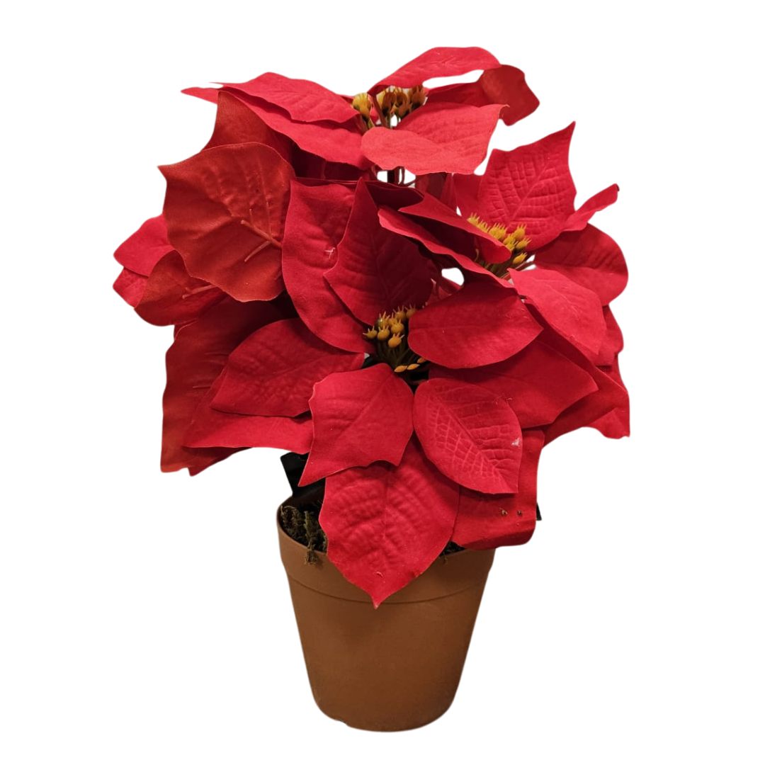 Poinsettia Red with Pot planta navideña artificial roja con maceta