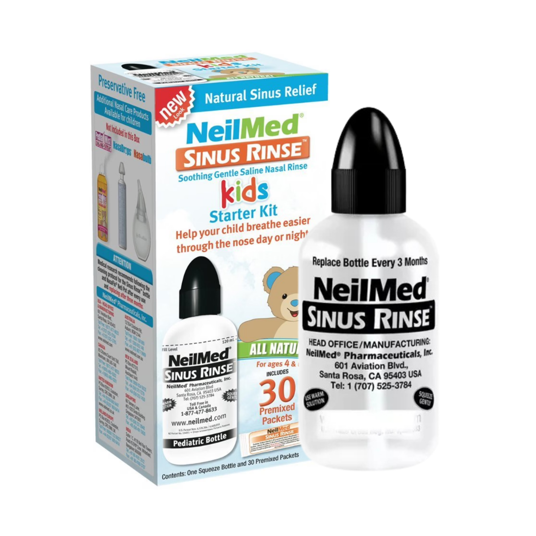 Kit NeilMed Sinus Rinse Kids para lavado nasal pediátrico con 30 sobres