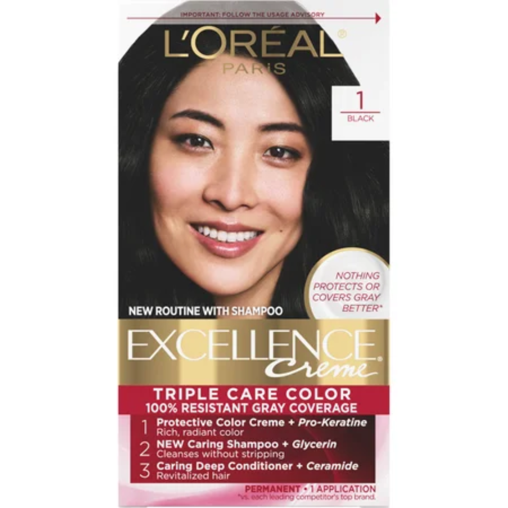 L'Oréal Paris Excellence Triple Protection Permanent Hair Color - 1 Black (6.3 fl oz)