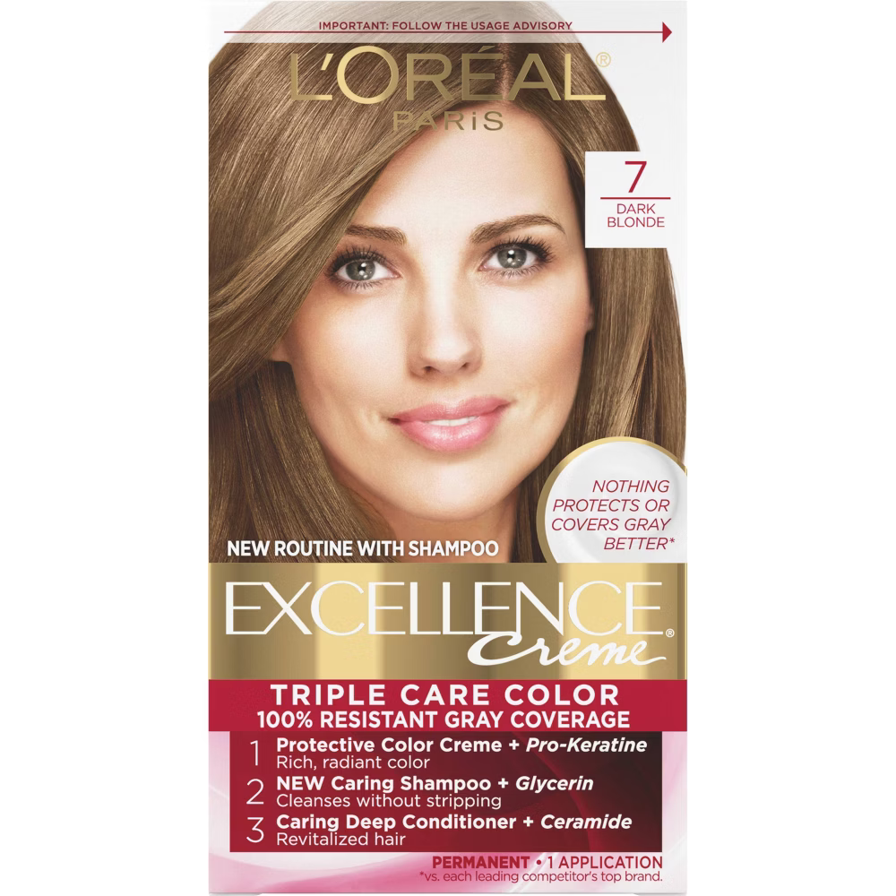 L'Oréal Paris Excellence Triple Protection Permanent Hair Color - 7 Dark Blonde (6.3 fl oz)