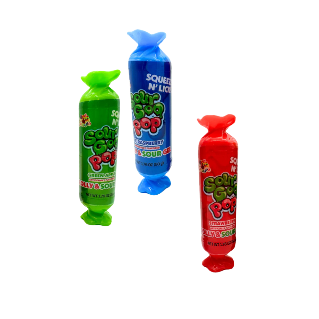 Alberts Sour Goo Pop 1.76oz paleta rellena gel ácido