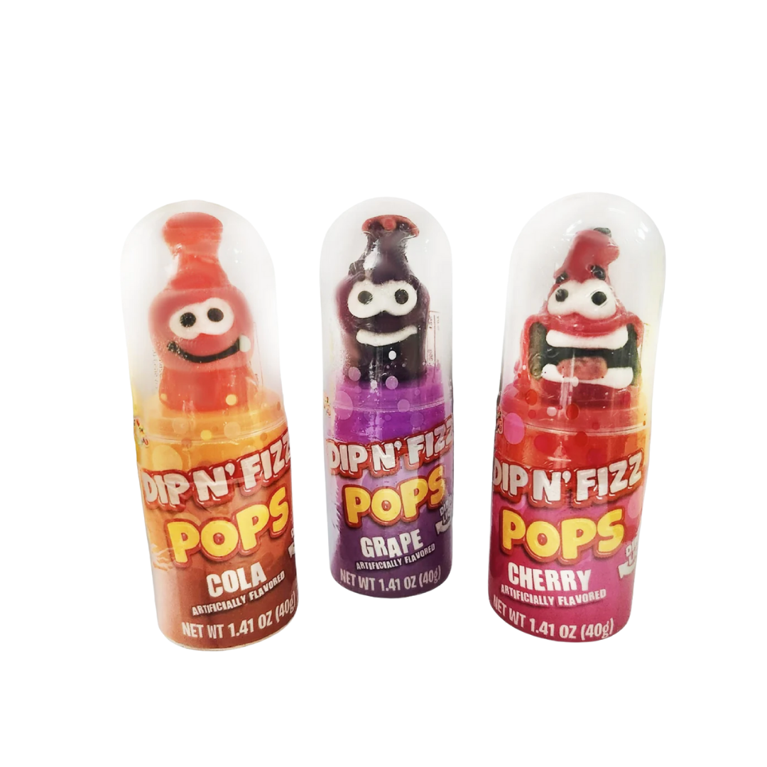 Alberts Dip-N-Fizz Bottle Pops Candy caramelo efervescente botella
