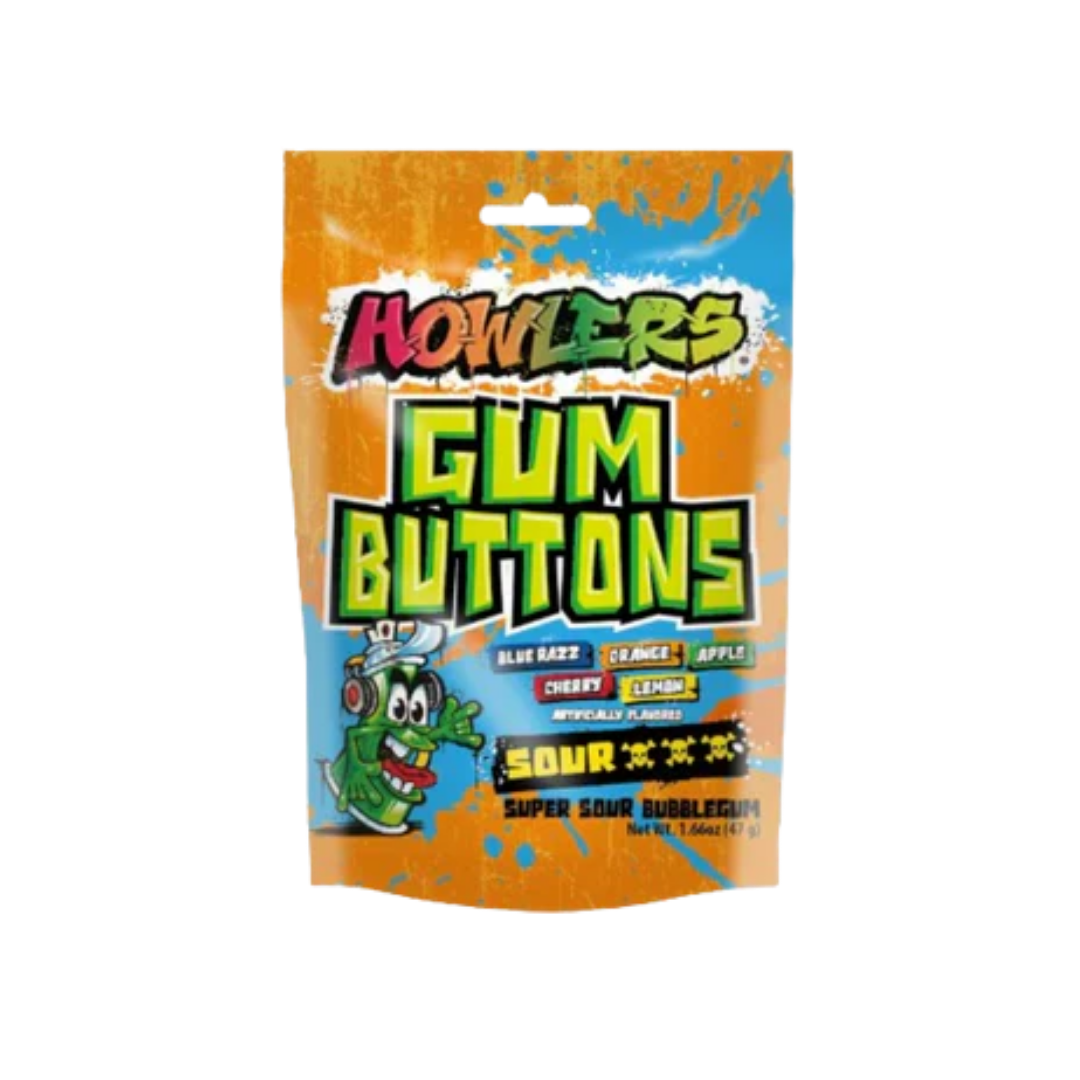 Alberts Howlers Sour Gum Buttons 1.66oz chicle botones ácidos