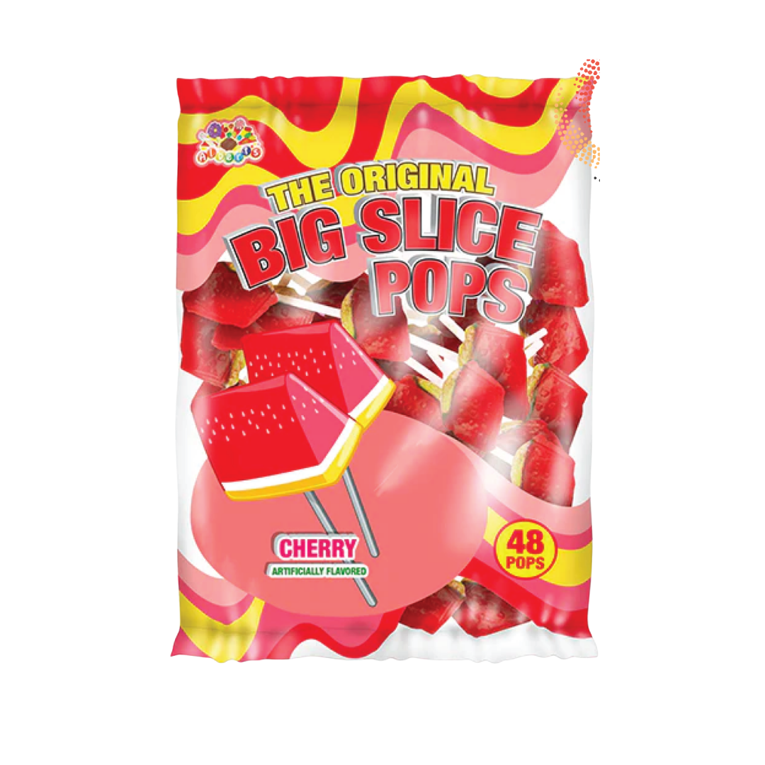 Alberts Big Slice Cherry Lollipops Bag 20oz paletas cereza