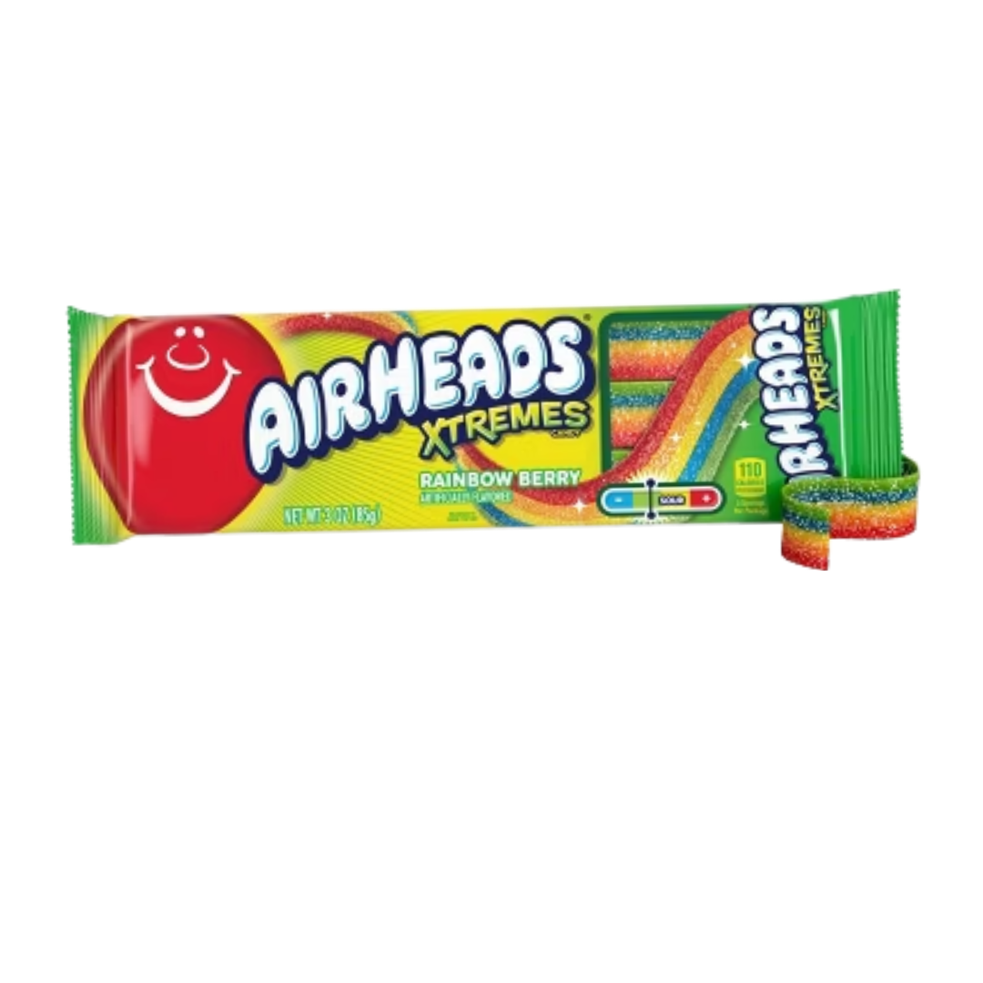 Airheads Xtremes Rainbow Berry Sour Belts 3oz tiras ácidas
