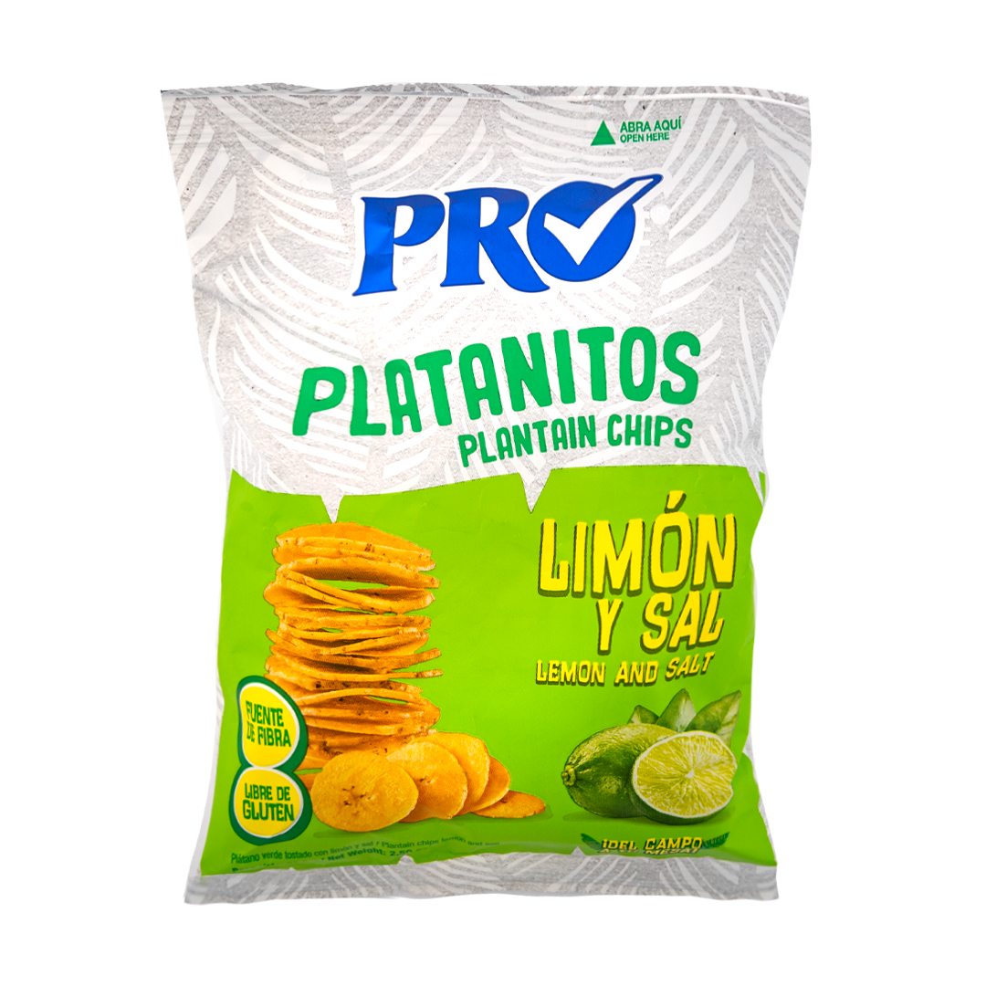 Pro Plátano Verde y Limón Plantain Chips 2.5oz snack tropical crujiente