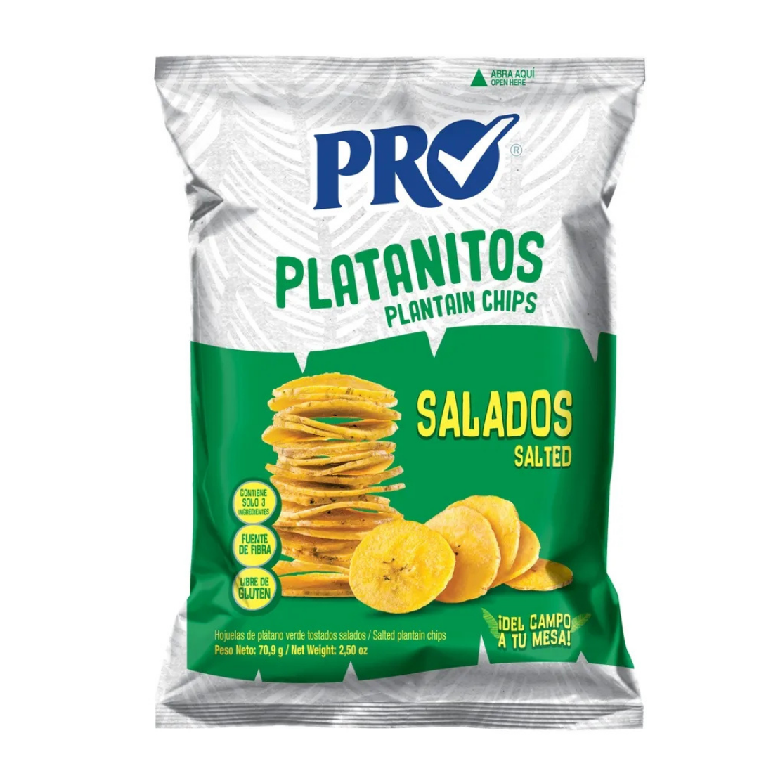 Pro Platanutre Salted Plantain Chips 2.5oz chips plátano salados crujientes