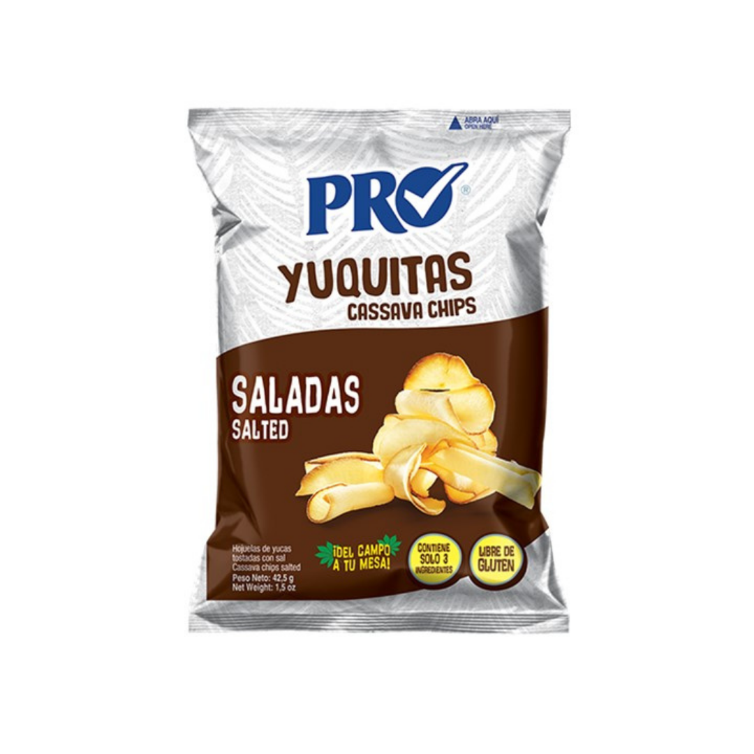 PRO Salted Yuca Chips 1.5oz chips de yuca salados snack