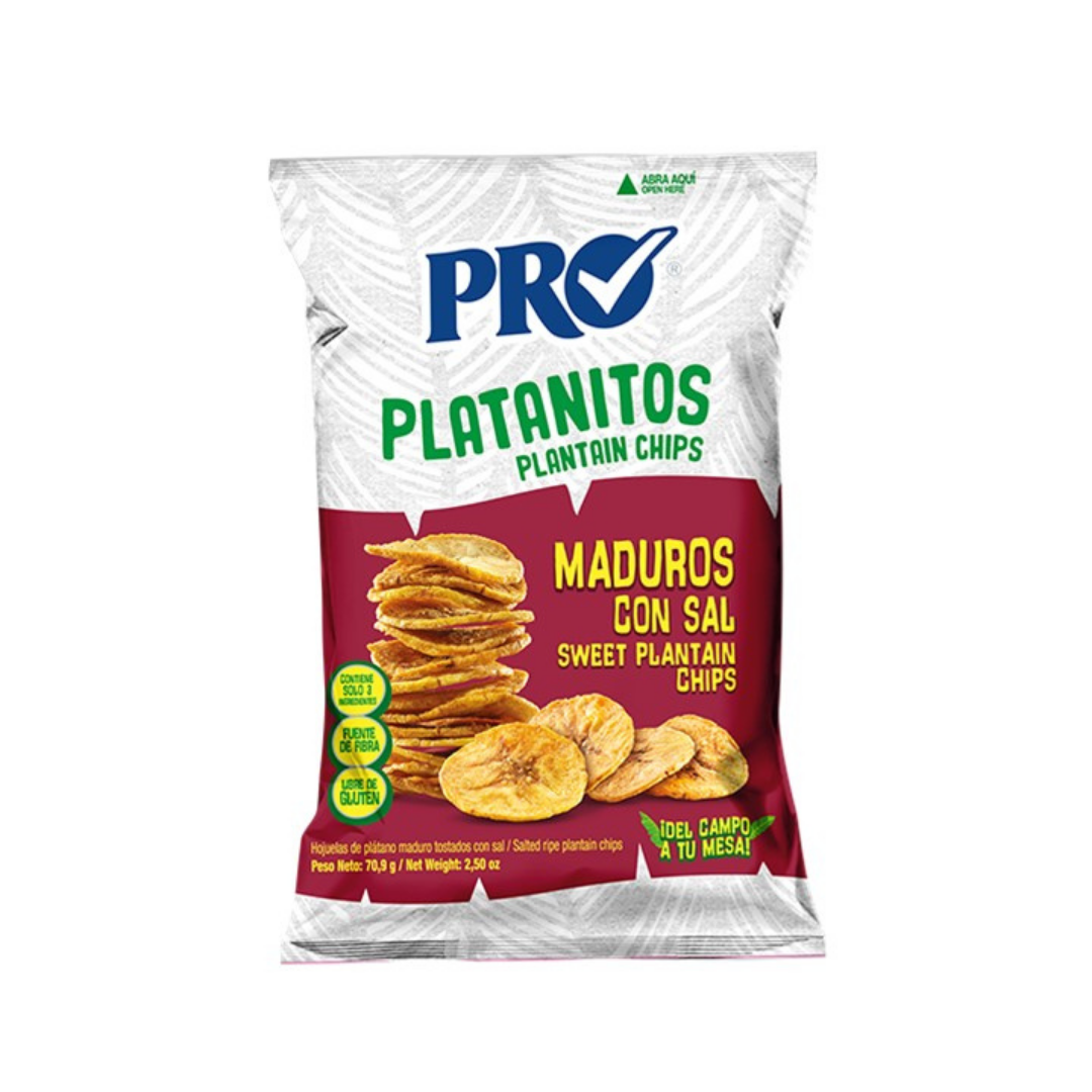 PRO Sweet Plantain Chips 2.5oz platanitos maduros snack dulce