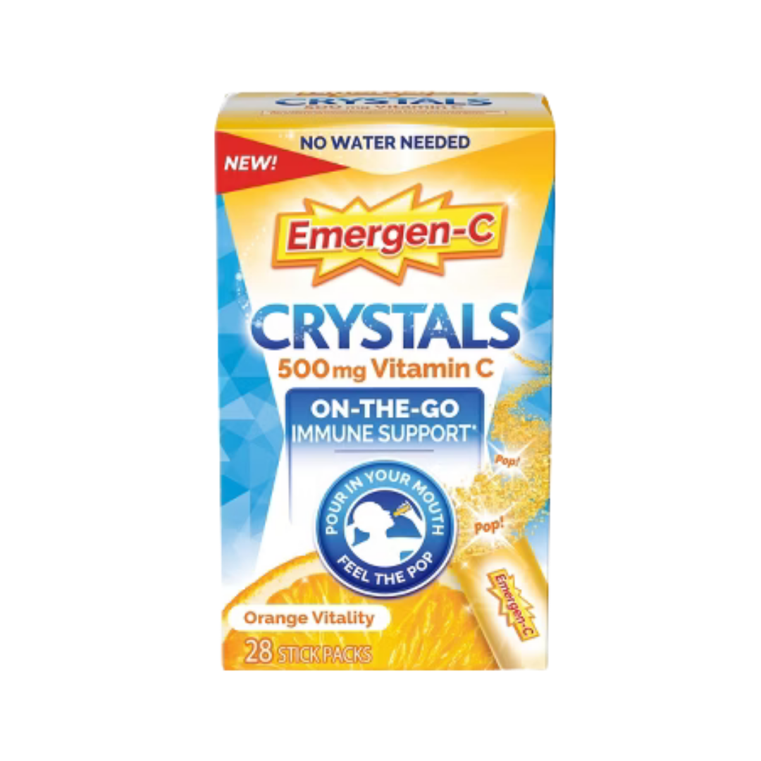 Emergen-C Crystals Orange Vitality soporte inmunológico sin agua 28ct