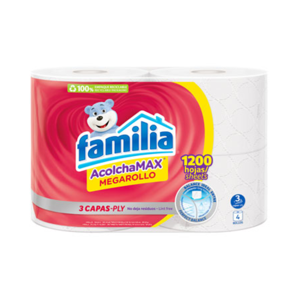 Familia AcolchaMAX Megarollo Toilet Paper 4 Rolls (3 Ply)