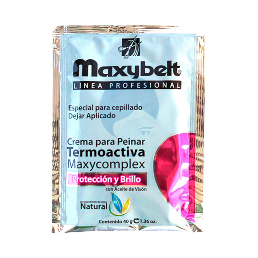 MaxyBelt crema para peinar termoactiva 1.36 oz protección y brillo