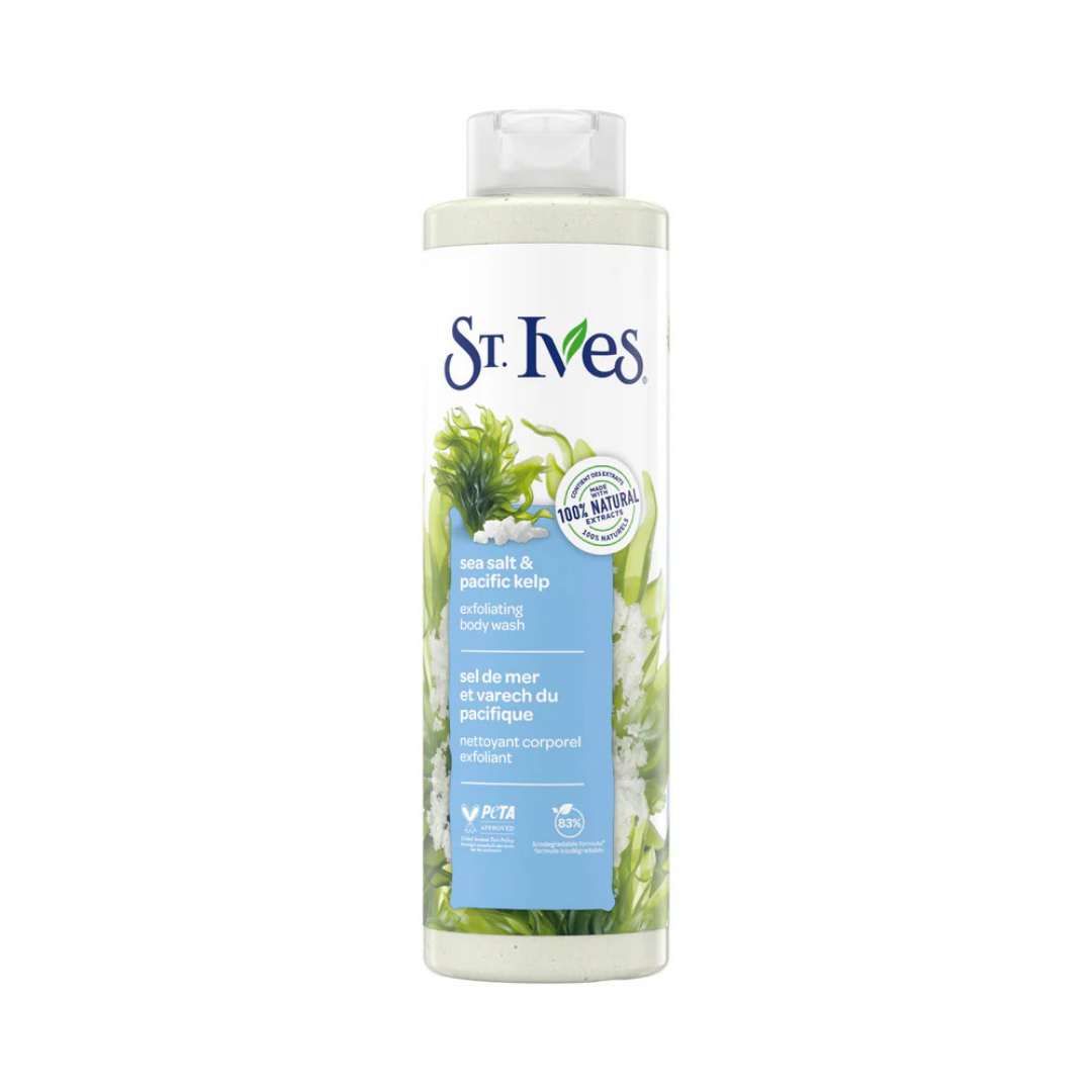 St. Ives Sea Salt & Pacific Kelp body wash exfoliante natural 22oz