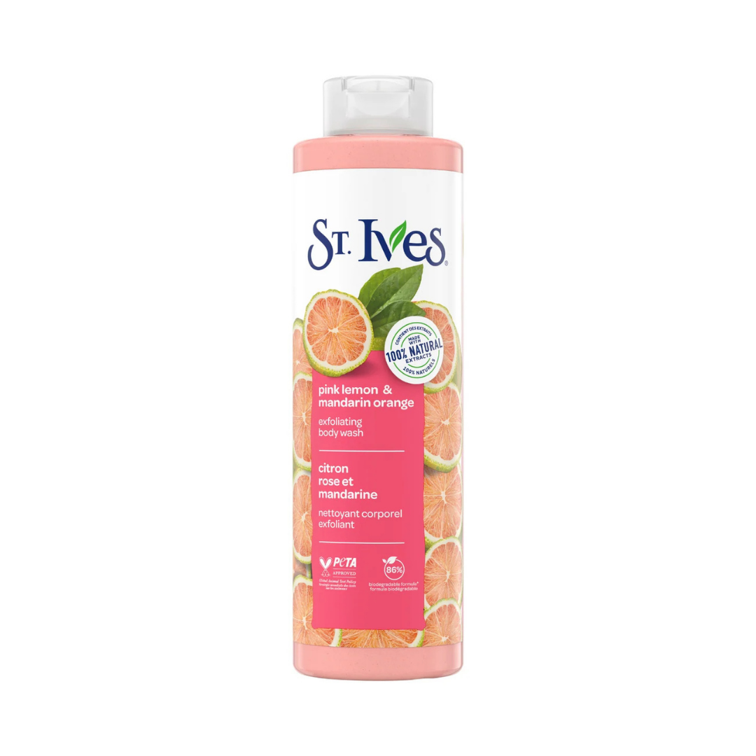 St. Ives Pink Lemon & Mandarin Orange body wash exfoliante cítrico 22oz