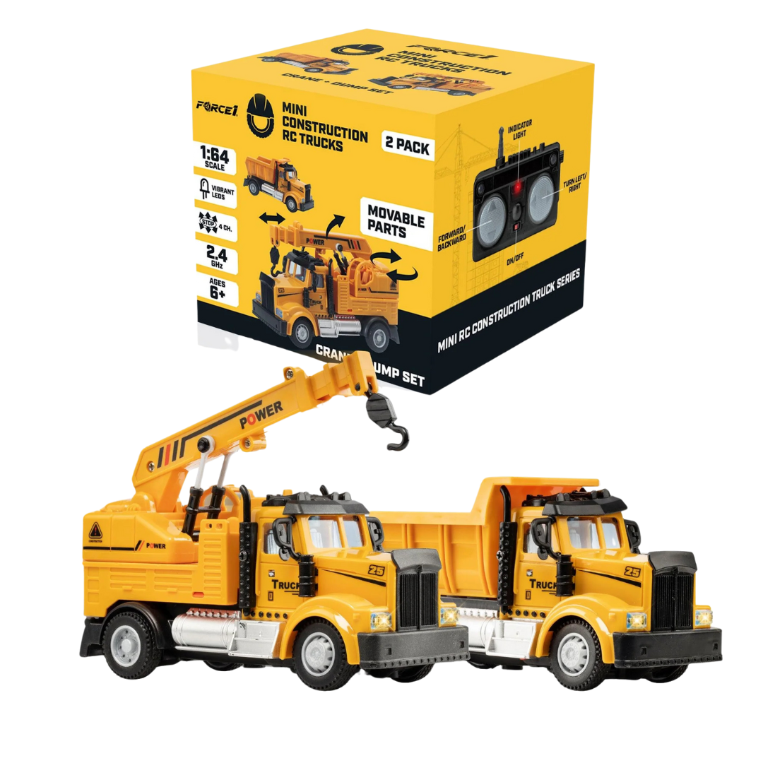 Set de camiones RC de construcción mini grúa y volquete Force1