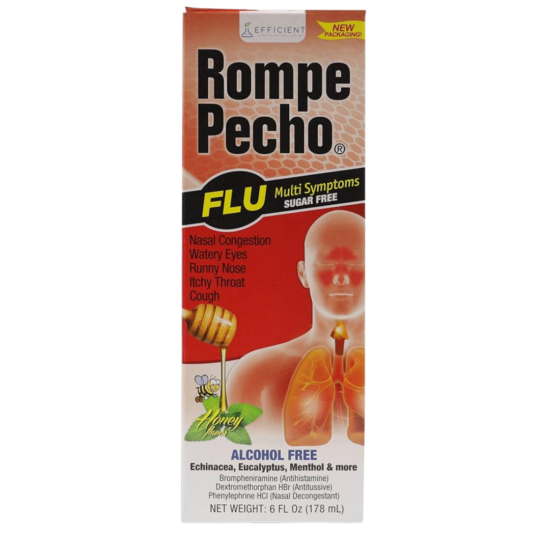Rompe Pecho Flu jarabe sin azúcar alivio gripe 6oz